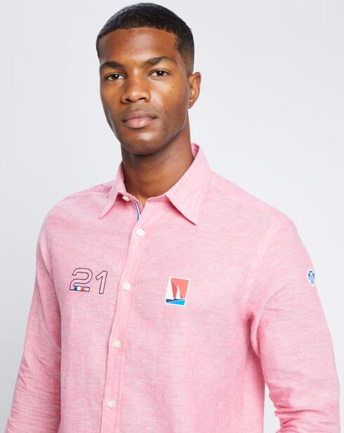 Chemise en Coton & Lin Les Voiles de Saint-Tropez rose