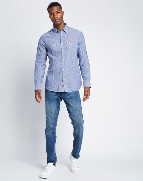 Chemise en Coton & Lin  Les Voiles de Saint-Tropez bleue