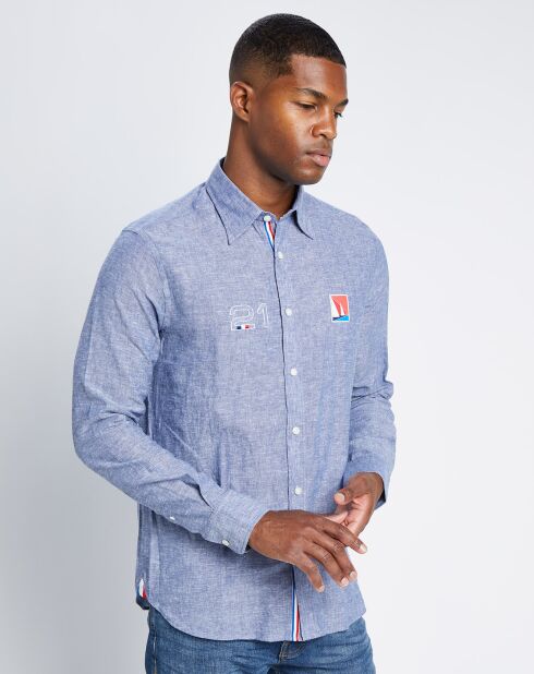Chemise en Coton & Lin  Les Voiles de Saint-Tropez bleue