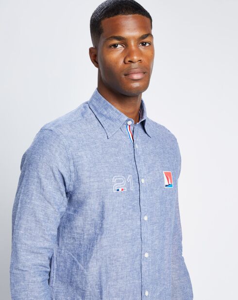Chemise en Coton & Lin  Les Voiles de Saint-Tropez bleue