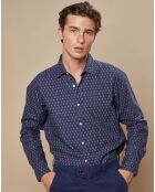 Chemise Slim en Flanelle de Coton Sammy imprimée marine/émeraude