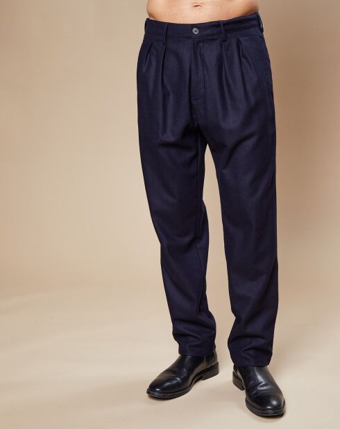 Pantaloni Tom 100% lana blu marino