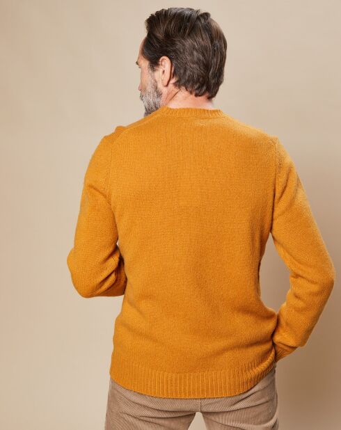 Pull Shetland en Laine mélangée Crew ocre