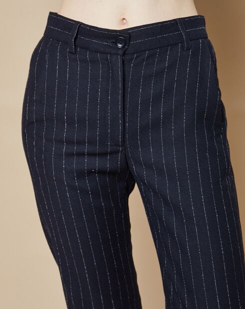 Pantalon en Laine mélangée Premier rayé marine foncé