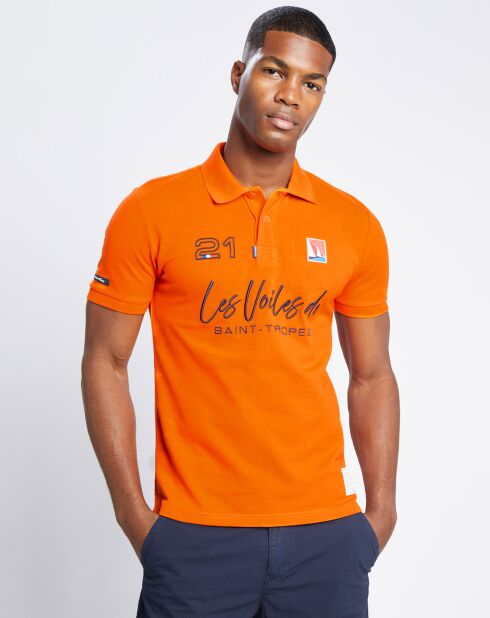 Polo firmata Les Voiles de Saint-Tropez in 100% cotone biologico arancione