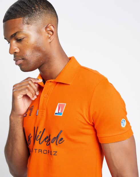 Polo firmata Les Voiles de Saint-Tropez in 100% cotone biologico arancione