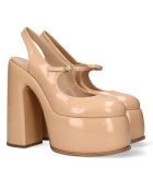 Slingbacks en Cuir Verni nudes - Talon 16 cm