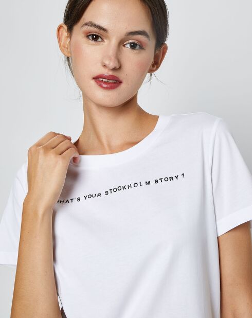 T-Shirt en Coton inscription Stockholm blanc