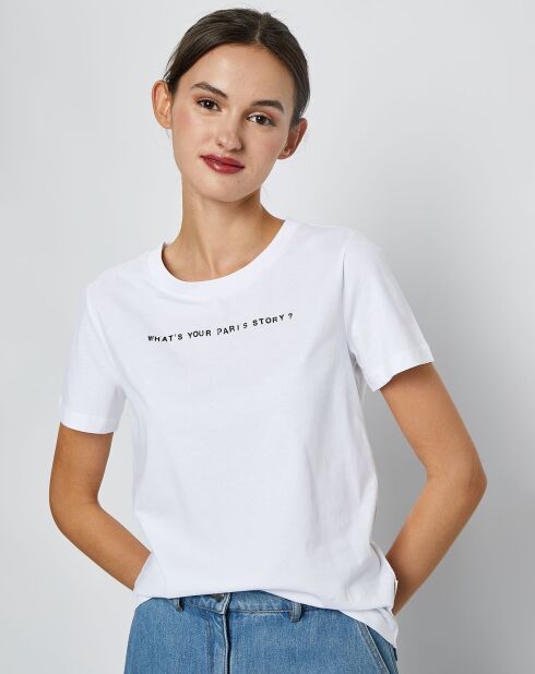 T-Shirt en Coton inscription Paris blanc