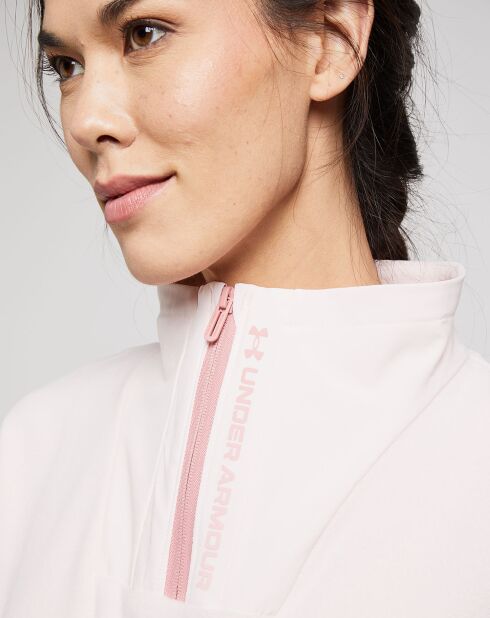 Sweat technique UA Rush Fleece 1/2 zip rose pâle