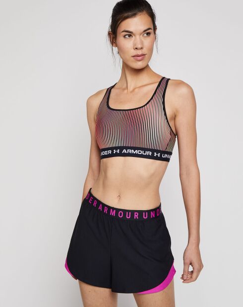 Brassière de sport technique UA Crossback Mid imprimée noir/multicolore