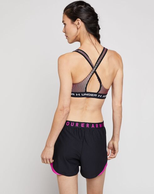 Brassière de sport technique UA Crossback Mid imprimée noir/multicolore