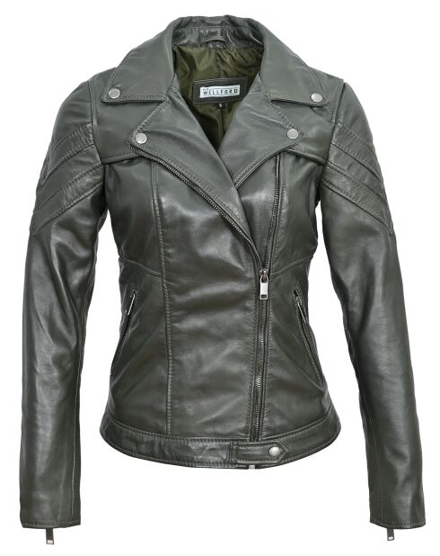 Perfecto en Cuir Lea kaki