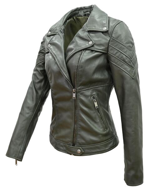 Perfecto en Cuir Lea kaki