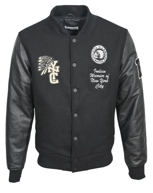 Giacca Teddy Martin nera in lana e pelle