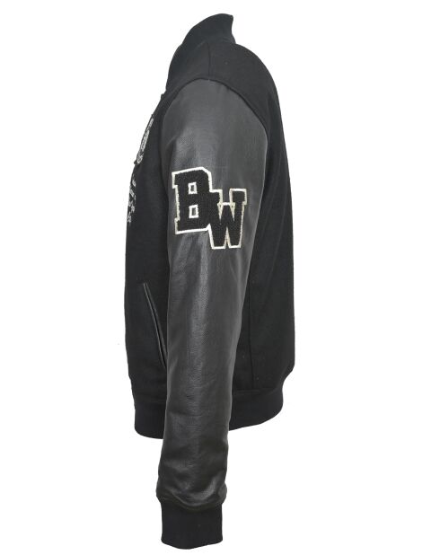 Giacca Teddy Martin nera in lana e pelle