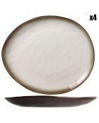 4 Assiettes Plato ovale grises - 27x23 cm