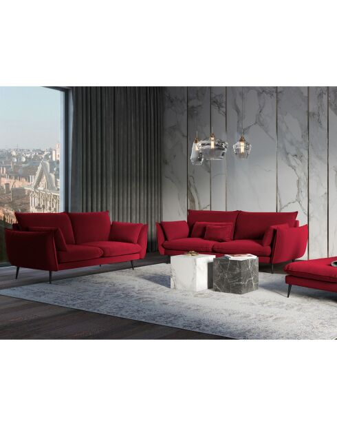 Sofá Elio de 2 plazas de terciopelo rojo - 158x100x97 cm