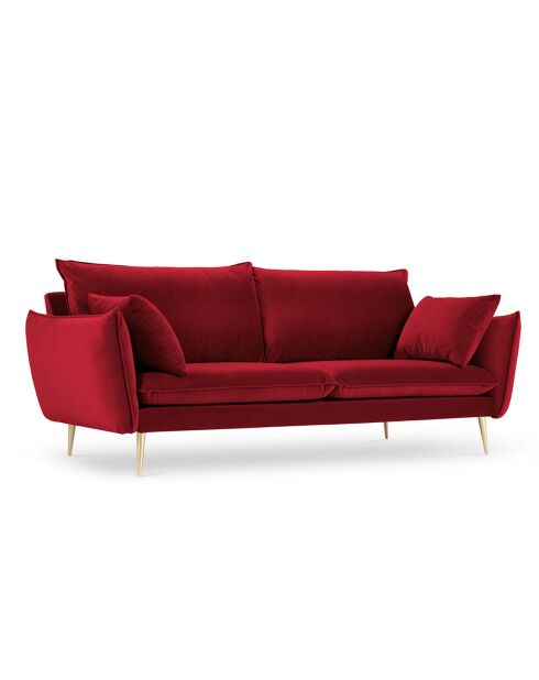 Sofá Elio de 3 plazas de terciopelo rojo - 198x100x97 cm