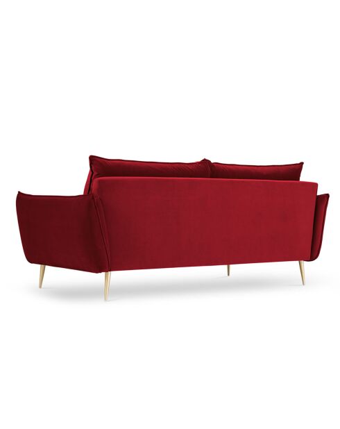 Sofá Elio de 3 plazas de terciopelo rojo - 198x100x97 cm