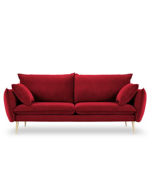 Sofá Elio de 4 plazas de terciopelo rojo - 228x100x97 cm