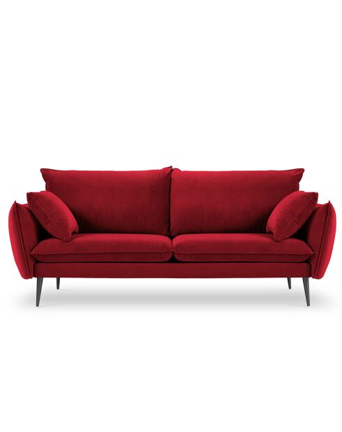 Sofá Elio de 4 plazas de terciopelo rojo - 228x100x97 cm