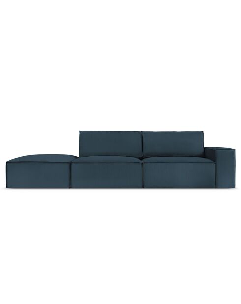 Canapé Modulable Gauche velours côtelé Carlo 3 Places bleu foncé - 255x102x90 cm