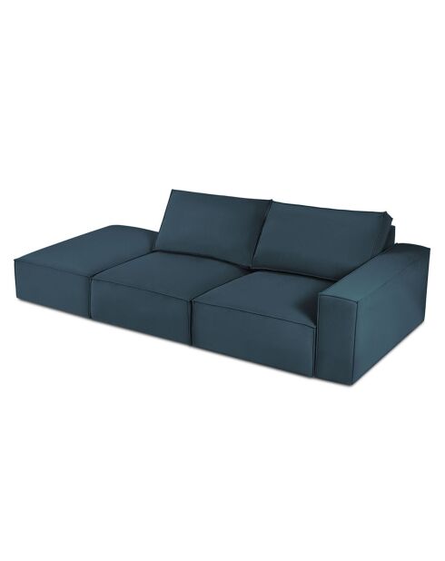 Canapé Modulable Gauche velours côtelé Carlo 3 Places bleu foncé - 255x102x90 cm