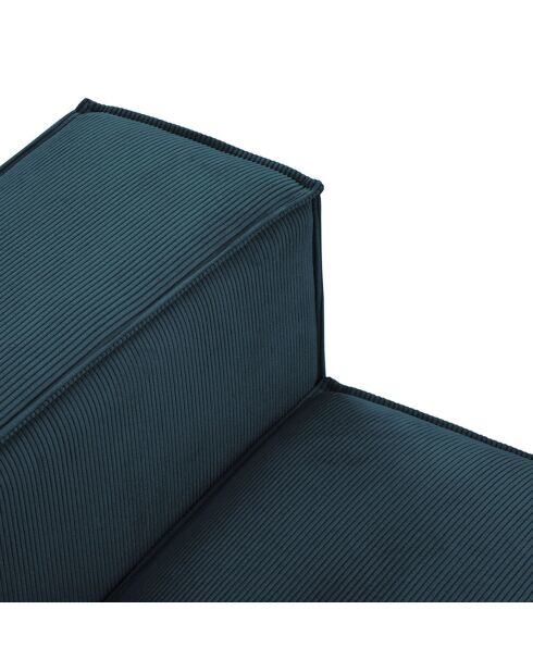 Canapé Modulable Gauche velours côtelé Carlo 3 Places bleu foncé - 255x102x90 cm