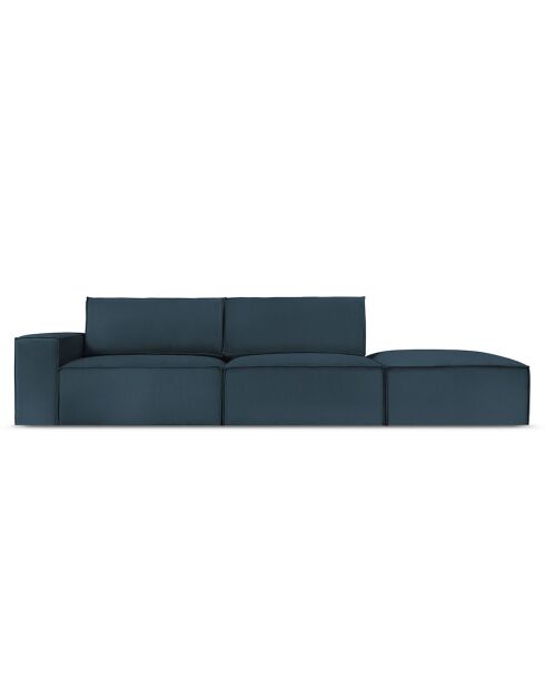 Canapé Modulable Droit velours côtelé Carlo 3 Places bleu foncé - 255x102x90 cm