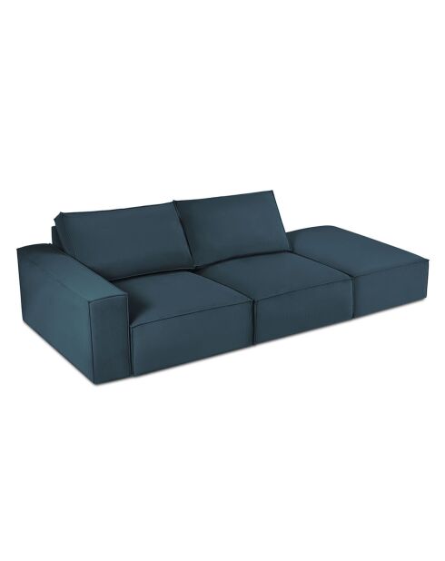 Canapé Modulable Droit velours côtelé Carlo 3 Places bleu foncé - 255x102x90 cm