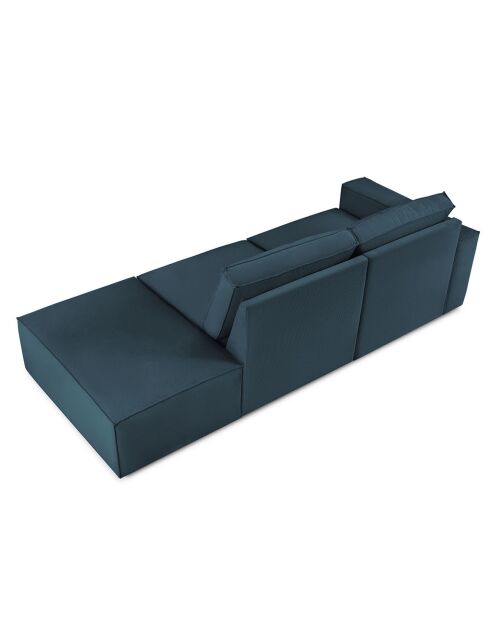 Canapé Modulable Droit velours côtelé Carlo 3 Places bleu foncé - 255x102x90 cm