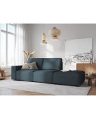 Canapé Modulable Droit velours côtelé Carlo 3 Places bleu foncé - 255x102x90 cm