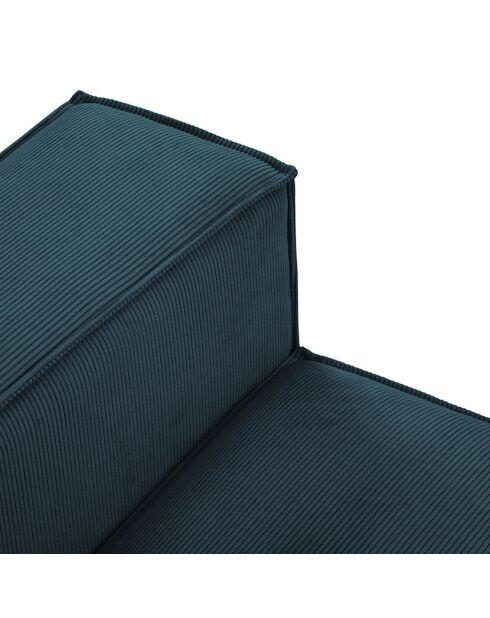 Canapé Modulable Droit velours côtelé Carlo 3 Places bleu foncé - 255x102x90 cm
