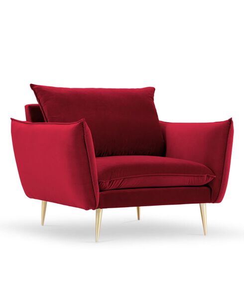 Sillón Elio de terciopelo rojo - 97x94x97 cm