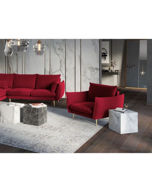 Fauteuil Velours Elio rouge - 97x94x97 cm