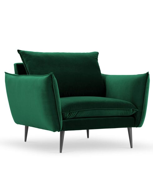 Fauteuil Velours Elio vert bouteille - 97x94x97 cm