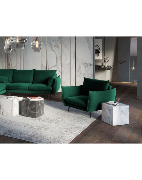 Fauteuil Velours Elio vert bouteille - 97x94x97 cm