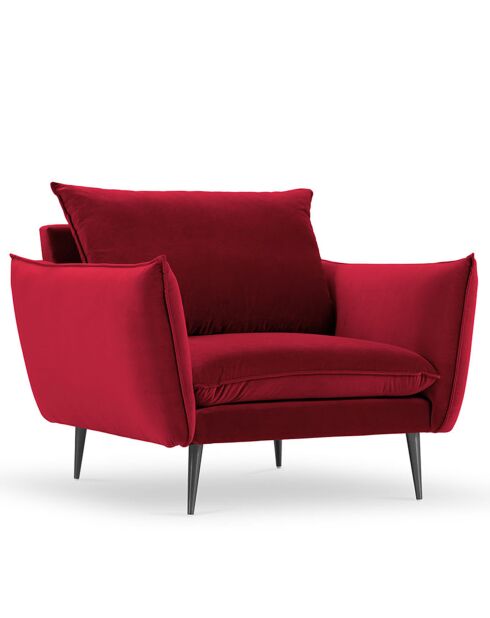 Sillón Elio de terciopelo rojo - 97x94x97 cm