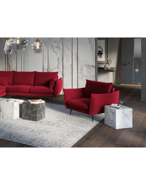 Fauteuil Velours Elio rouge - 97x94x97 cm