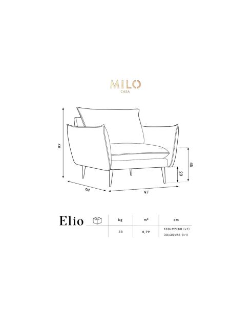 Fauteuil tissu Elio gris foncé - 97x94x97 cm