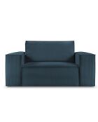 Fauteuil velours côtelé Carlo bleu foncé - 126x102x90 cm