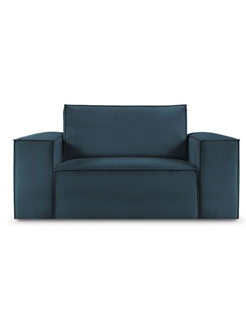 Fauteuil velours côtelé Carlo bleu foncé - 126x102x90 cm