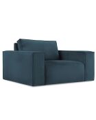 Fauteuil velours côtelé Carlo bleu foncé - 126x102x90 cm