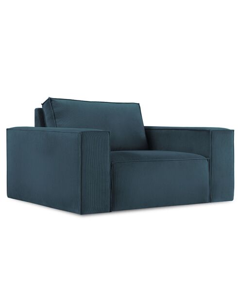 Fauteuil velours côtelé Carlo bleu foncé - 126x102x90 cm