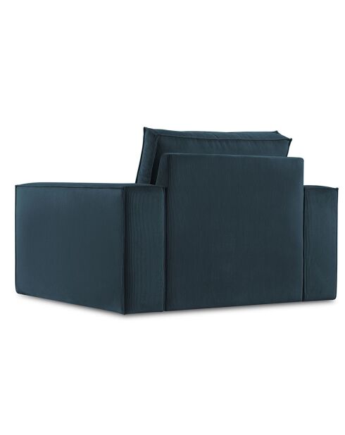 Fauteuil velours côtelé Carlo bleu foncé - 126x102x90 cm