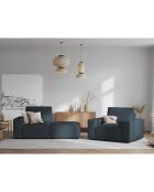 Fauteuil velours côtelé Carlo bleu foncé - 126x102x90 cm
