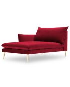 Méridienne Gauche en velours Elio rouge - 170x107x97 cm
