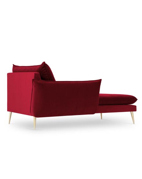 Méridienne Gauche en velours Elio rouge - 170x107x97 cm