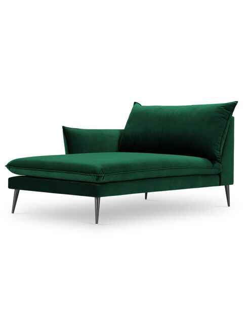 Méridienne Gauche en velours Elio vert bouteille - 170x107x97 cm